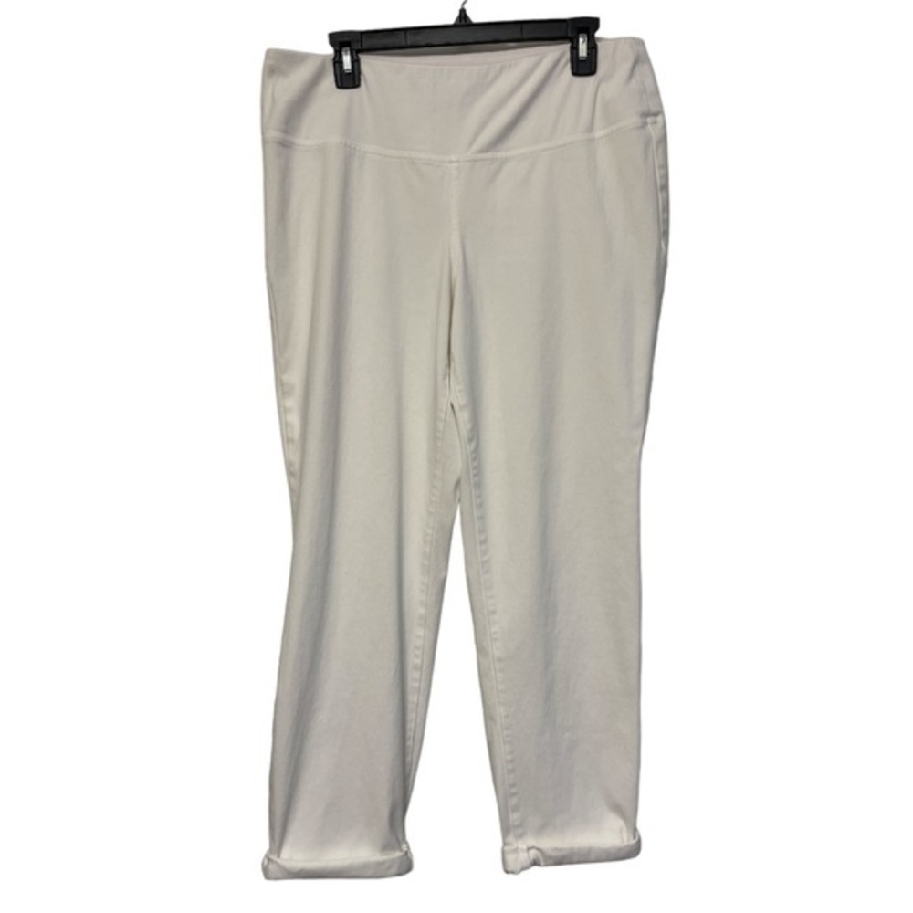 J. Jill White Wide Waistband Cuffed Ankle Wearever Collection Jeans Size Large